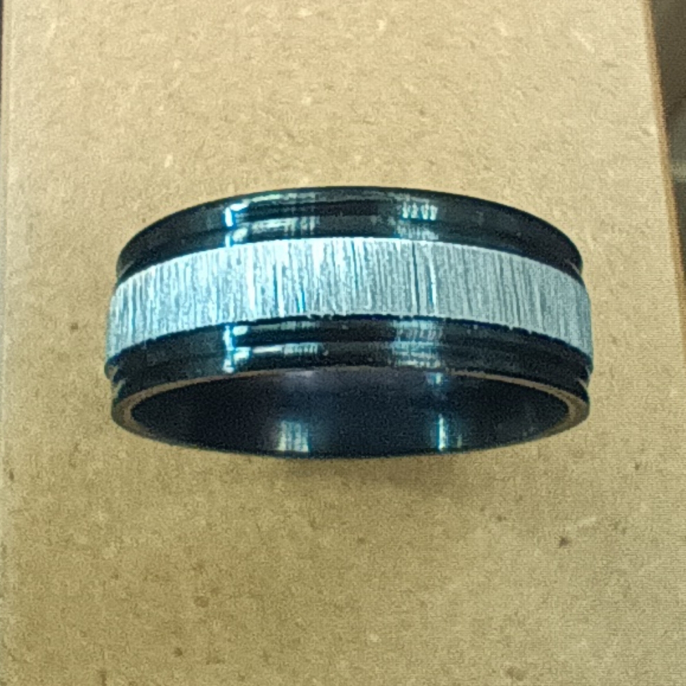 STAINLESS STEEL Black / Brushed Wedding Band Style Ring Mens SZ 10